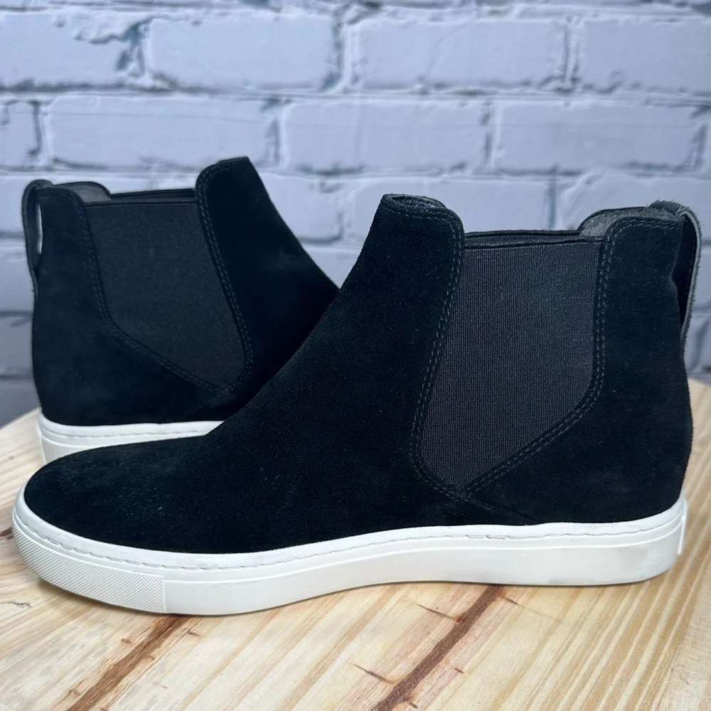 Vince Newlyn Suede High-Top Slip On Sneakers Black Size 7M $295 Old Money Luxury